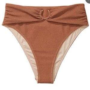 Victoria's Secret Toasted Sugar Shimmer Bikini Bottom with gold hardware detail.